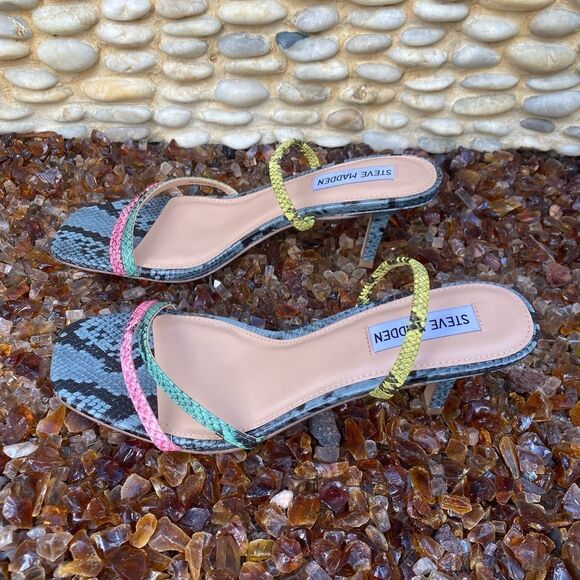 Steve Madden Loft Slide Sandals Multi Snake Print. Size 8. EUC! Animal Print - Picture 9 of 11